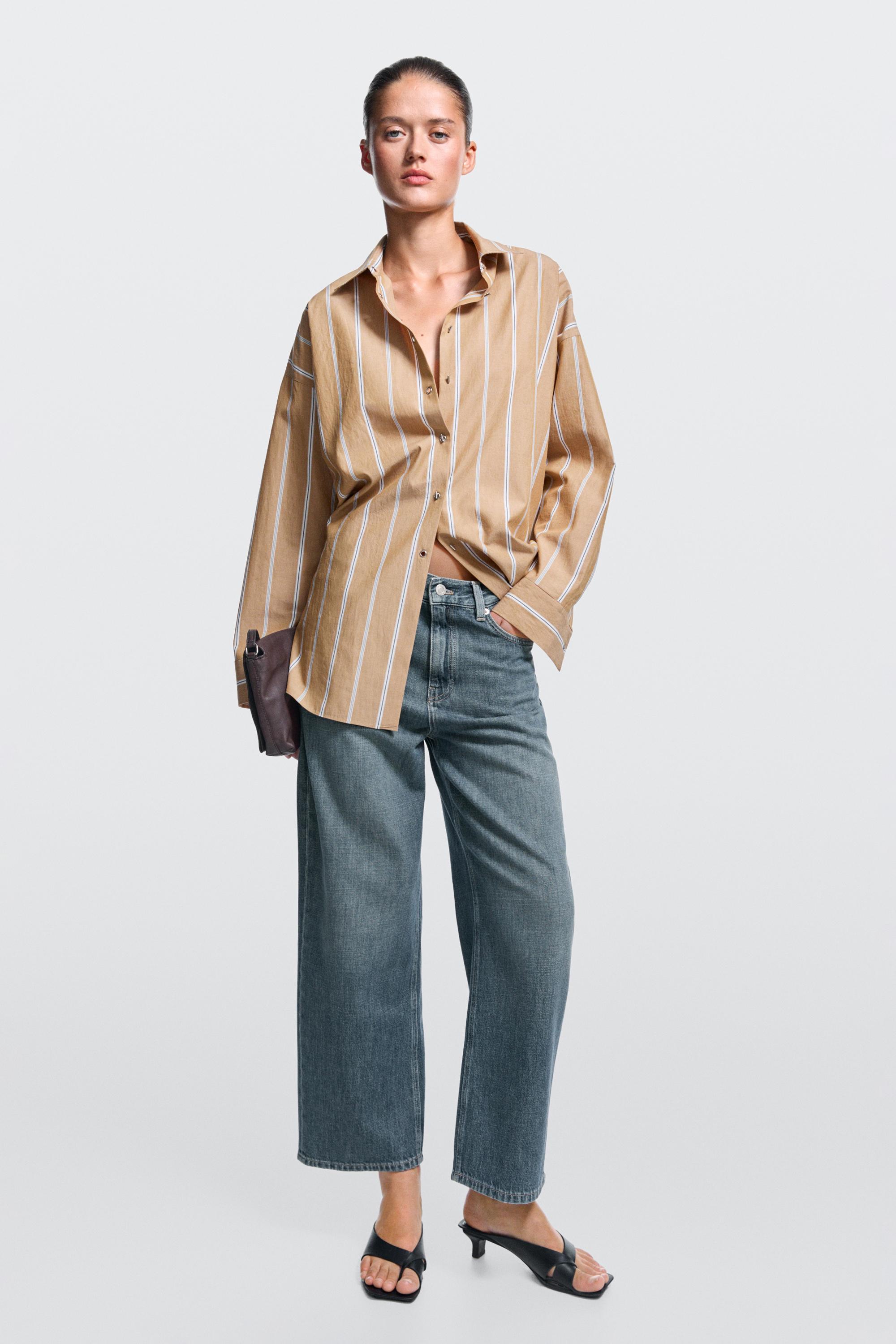 Jean wide leg cropped taille moyenne
